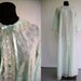 Vintage 60's Robe Off White Lace with Aqua Lining Full Length Small Like New
