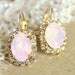 Crystal pink blush powder earring - 14k plated gold post earrings real swarovski rhinestones .