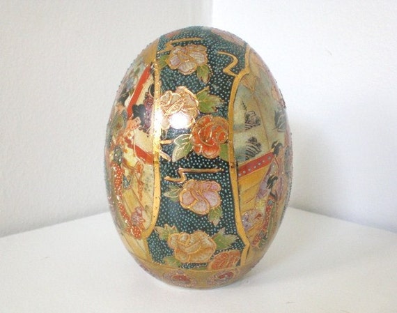 Vintage Chinese Satsuma Porcelain Egg Reproduction