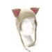 Cat hat knit animal ears hats ear flap beanie cream wool merino and alpaca blend pink inserts