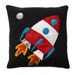 Rocket cushion, black fleece