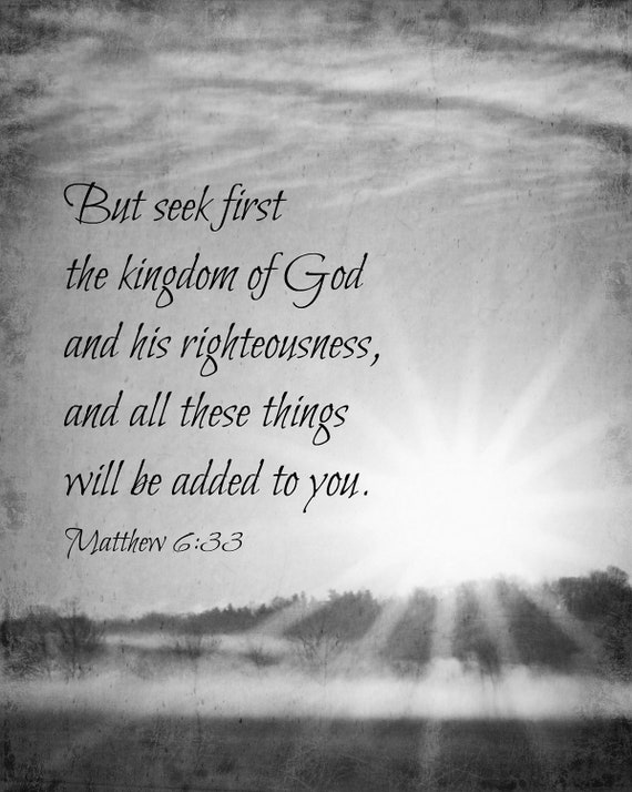 Items Similar To Matthew 6 33 Quote Art Scripture Print Black White
