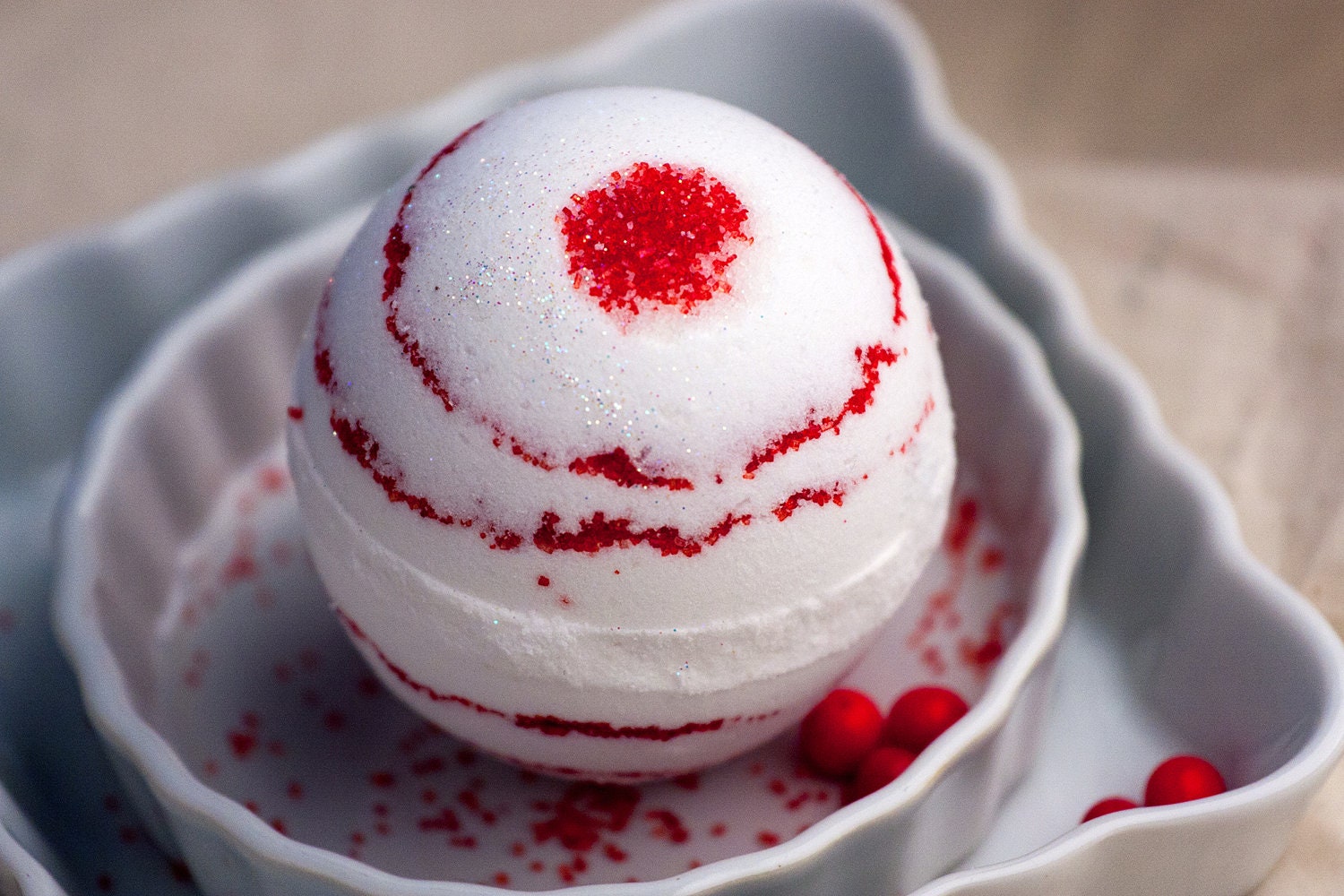 Candy Cane Bath Bomb by WhippedUpWonderful on Etsy