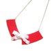 Bow necklace Lace and clay bib necklace Red necklace with white ribbon tied into bow The Collar Red one-of-a-kind