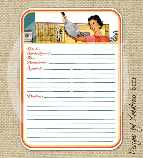 5x7 recipe card template for word