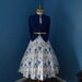VINTAGE White Yellow and Blue Floral Victorian Rose Full Skirt
