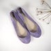Glicine Light Violet Suede Leather Handmade Ballet Flats and Purse - Reserved for Katie