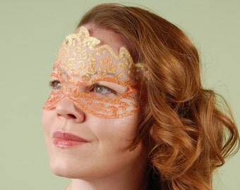 SHEER MASK- Sherbet Siren- masquerade mask, Mardi Gras, tattoo, ballroom, fairy,Venetian, Halloween