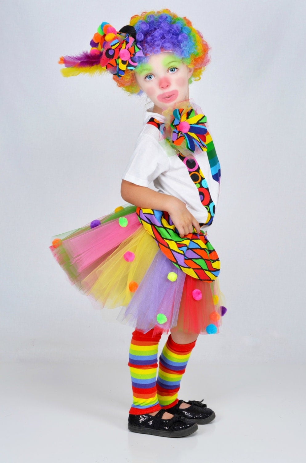 Girls Circus Carnival Clown Tutu Costume..Rainbow ..Birthday