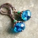 year end clearance 30% off blue green copper sparkles beaded drop earrings