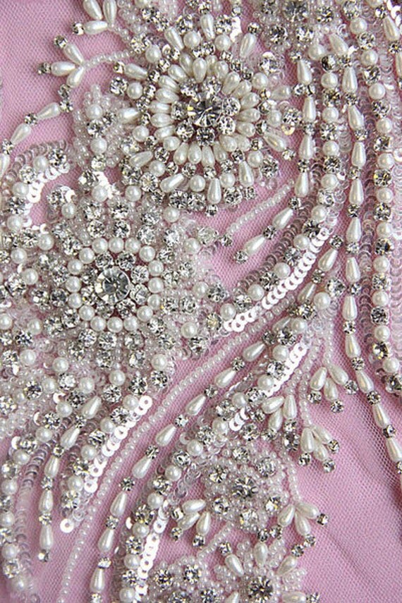 Swarovski Crystal Beaded Wedding Gown Applique SCORPIO