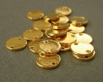 25pcs- Connector Coin Disk Gold Plated 12mm diam 1.6mm thick.