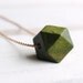 Green Geometric Necklace ... Forest Wood with Fine Brass Chain