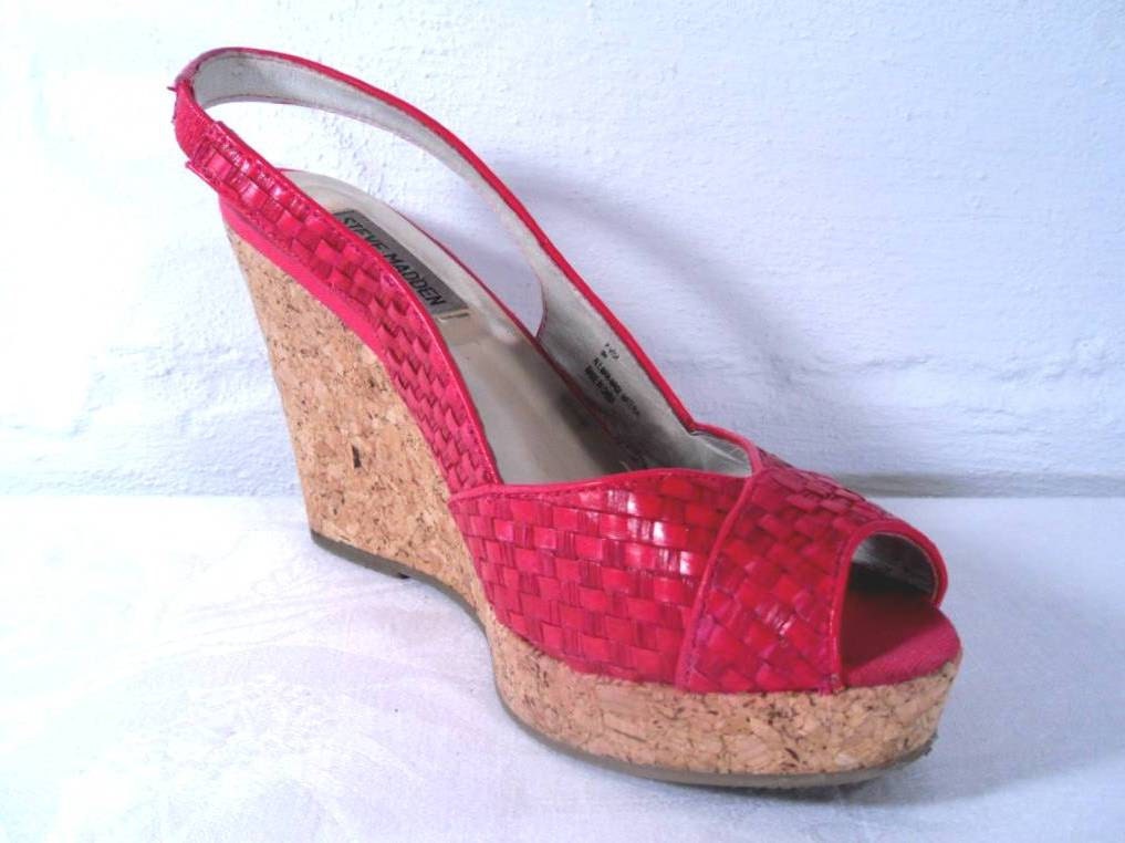 Peep Toe Hot Pink Wedge High Heels by Steve Madden size 8M x