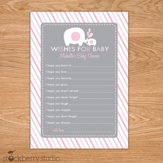 Wishes for Baby Card Printable Elephant Baby Shower Il_570xn