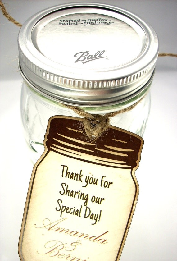 Items similar to Favor Tags 20 Mason Jar Wedding Favor Tags Rustic