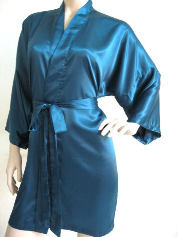 Satin bridesmaid robe teal blue robes getting ready robes