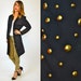 inky black GOLD dome STUDDED rocker duster cardigan JACKET, extra small-medium