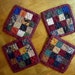 Quilted Coasters, Fabric Coasters, Hand Quilted, Farmhouse, Postage Stamp Quilt
