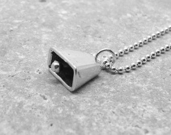 Cowbell Necklace, Cowbell Jewelry, Cowbell Pendant, Charm Necklace, Sterling Silver Jewelry, Cowbell Charm, Running Jewelry, More Cowbell