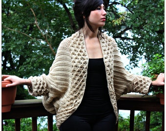 CROCHET PATTERN: Crocodile Stitch Cardigan - Small to 5X - Permission to Sell Finished Product