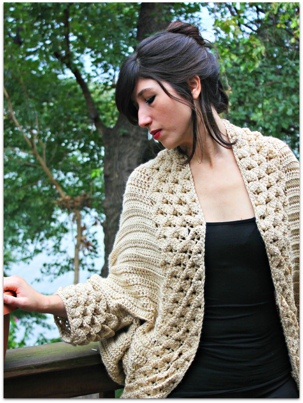 CROCHET PATTERN: Crocodile Stitch Cardigan Small to 5X