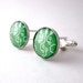 SALE Circuit Design Cufflinks -- Green, Round Glass Domed