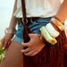 mint gold eco resin square bangle with suspended gold leaf