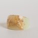 super pale green round faceted eco resin ring featuring gold flakes - size 6.5