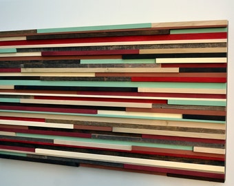Modern Wall Art Wood Sculpture - Art on Wood - Lines - 24x48