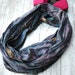 Infinity blue Scarf in recycled sari silk, Wearable Woman accesories AZ