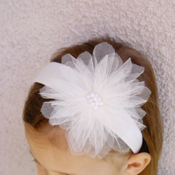 Items similar to Flower Girl Hair Accessories Flower Girl Headband