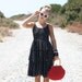 VTG 1970s Black & White Polkadot Dress w/ Ruffles S