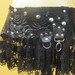 vintage inspired bohemian black patent rose print leather mini skirt belt/tutu with stud detail....