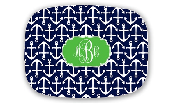 Personalized Platter- Nautical Anchor- Choose Colors