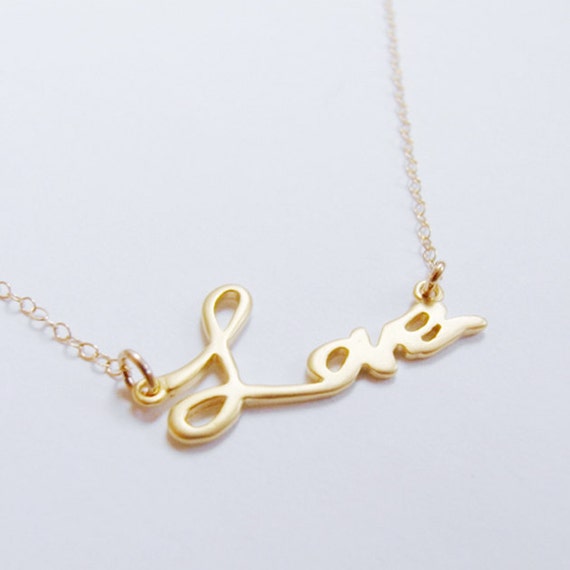 Initials of happiness necklace 14k gold plated love charm