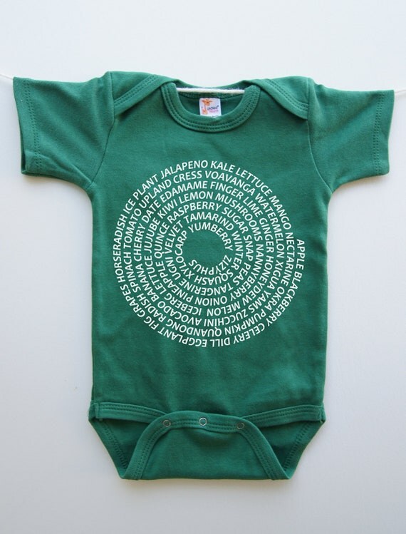 Items similar to SALE AZ Fruits and Vegetable Onesie Green baby