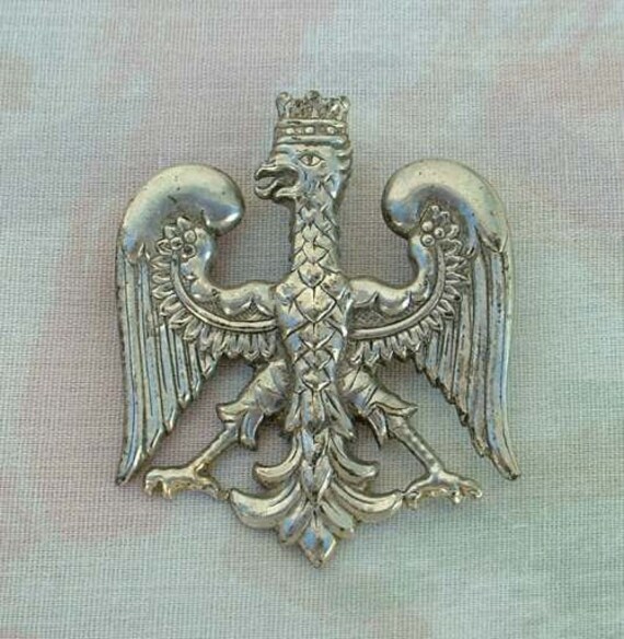 Polish Brooch Crowned Eagle Poland Pin by VintageJewelryStore