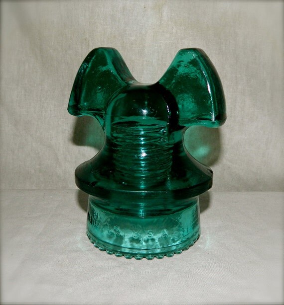 Hemingray 60 Aqua Glass Insulator Mickey Mouse Ear Style Rare