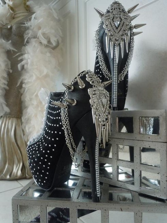 platform booties with spikes