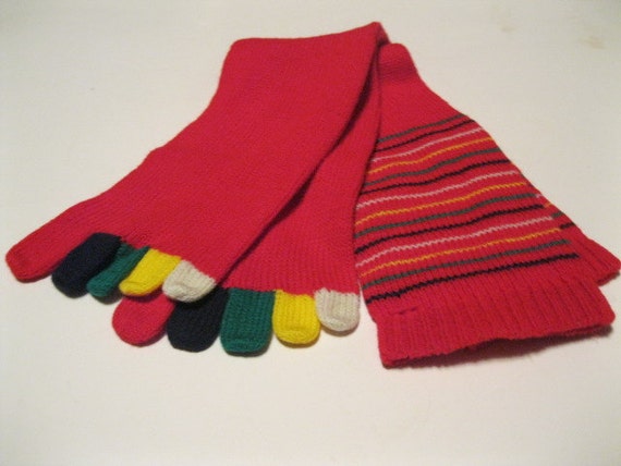 Fun Funky Toe Socks Bright Red with Multi by collectiblesatoz