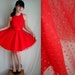 Red Lace & Polka Dot Dress with Bow Belt
