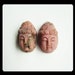 Carved Rhodonite Buddha Head Cabochon Pair,15x26x13mm,18.2g