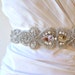 Bridal crystal embellished swarovski pearl sash/belt. VINTAGE SCROLL.
