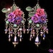 Rose Chandelier Earrings- Swarovski Roses, Violet and Mauve Crystal Bouquet Hand-painted Chandelier Earrings -MTO