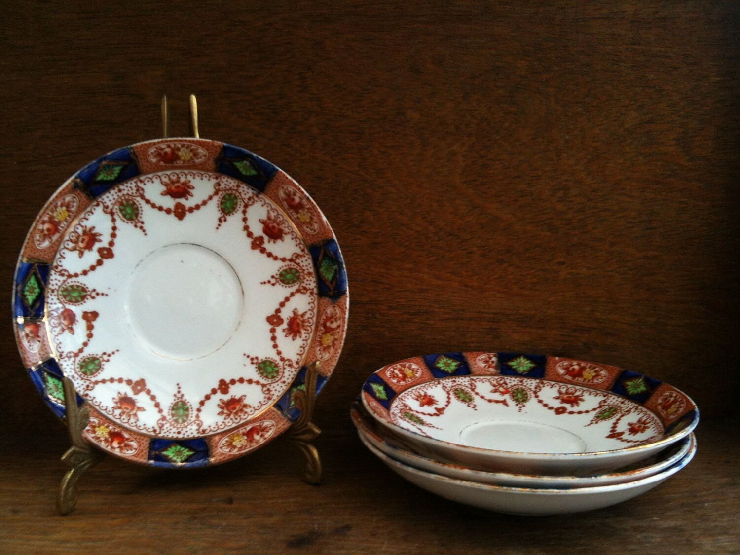 Vintage English China Saucers Side Plates Set of 4 circa 1920’s