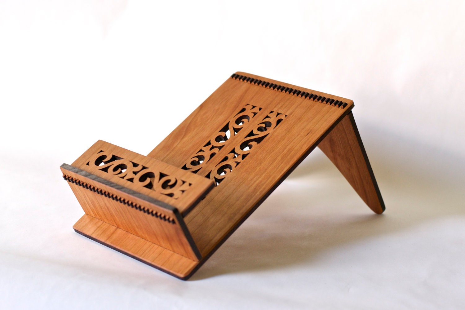 Cherry Wood Cook Book Stand Flower