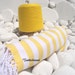 Turkishtowel-Soft-Best Quality Pure Cotton,Hand Woven,Bath,Beach,Spa,Yoga,Travel Towel or Sarong-Yellow and White Stripes