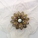 Enamel Flower Brooch, Vintage Flower Brooch, Metal Brooch, Blue Stone