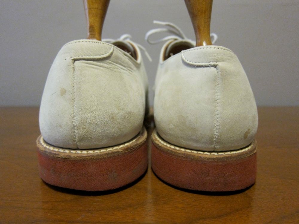 Vintage Walk Over White Dirty Bucks Shoes 10.5D Red Brick Sole